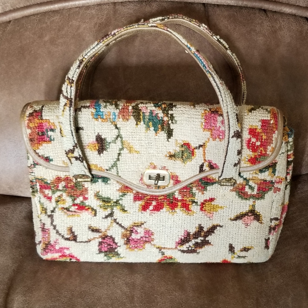 Vintage Tapestry Hand Bag Purse